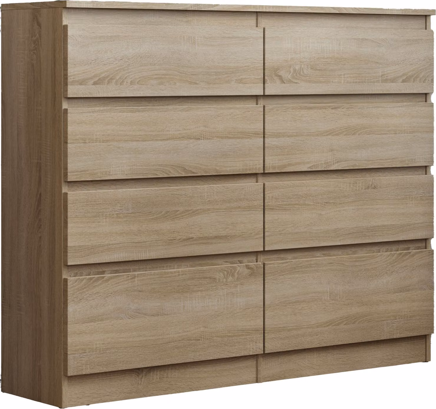 Masseno Comò ADRIANO 120 cm Credenza con 8 cassetti per soggiorno camera da letto Moderno 120x33x100 cm Rovere Sonoma / Rovere Sonoma