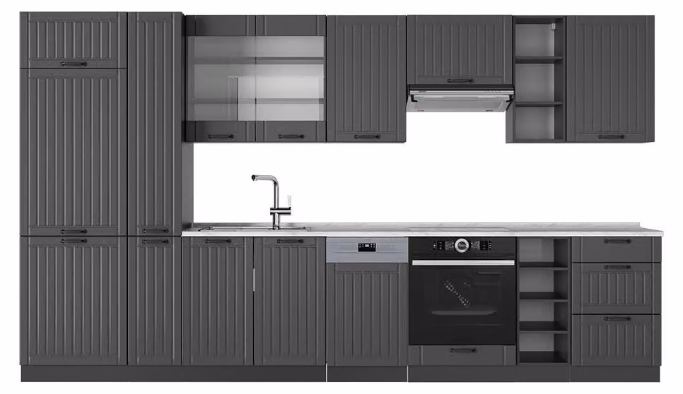 Cucina componibile Vicco Fame-Line Grigio scuro 355 cm , PL Marmo, Model 57287
