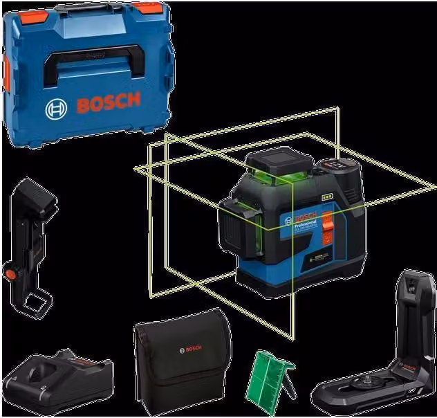 Bosch Professional GLL 12V-100-33 CG line laser (3 laser lines over 360?. range 100 m. case. L-BOXX with battery charger)