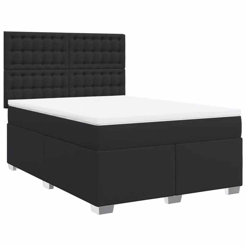Letto con giroletto a molle e materasso vidaXL in similpelle nera, L/P/H: 140 x 200 cm – 2