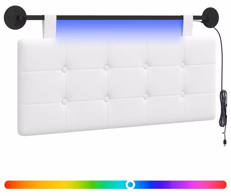 Testiera sospesa Con luce LED Bianco Tessuto