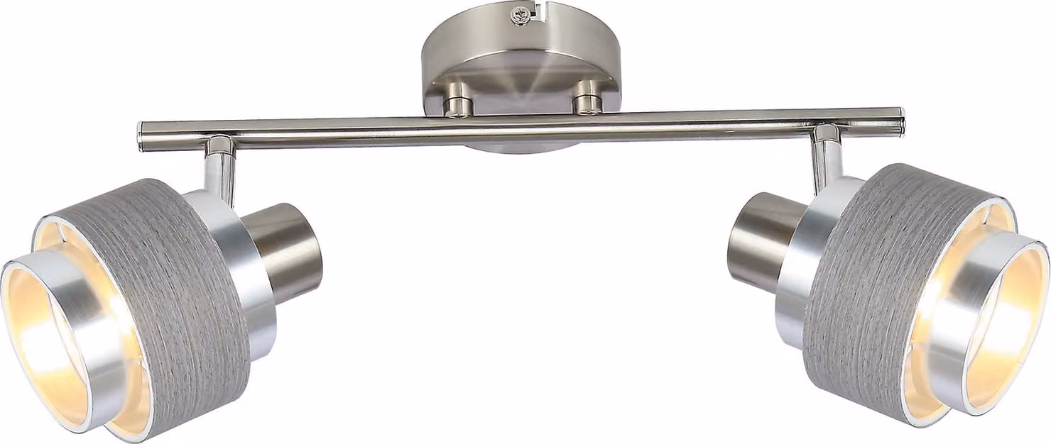 Rabalux 5380 Faretto da soffitto a 2 punti luce Basil, E14, argento-marrone, rotondo, moderno, ø85 mm