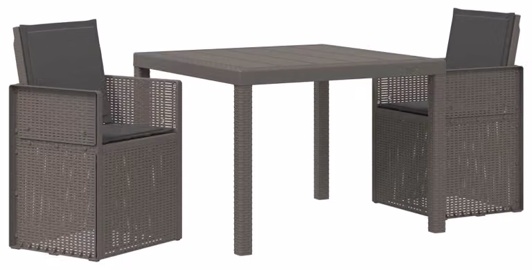 Set da pranzo per l'esterno, 3 pezzi. Colore grigio chiaro e antracite, materiale PP