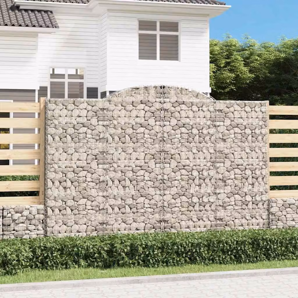 Set di 12 Cesti Gabbioni ad Arco vidaXL in Acciaio Zincato Grigio L: 300 cm, P: 50 cm, H: 200-220 cm
