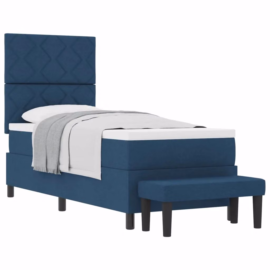 Letto ibrido con molle a sacco e testiera in tessuto blu vidaXL L: 200 cm, P: 80 cm, H: 128 cm – 2
