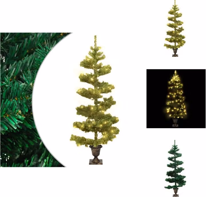 vidaXL Albero di Natale a spirale con luci e vaso verde 120 cm - Alberi di Natale