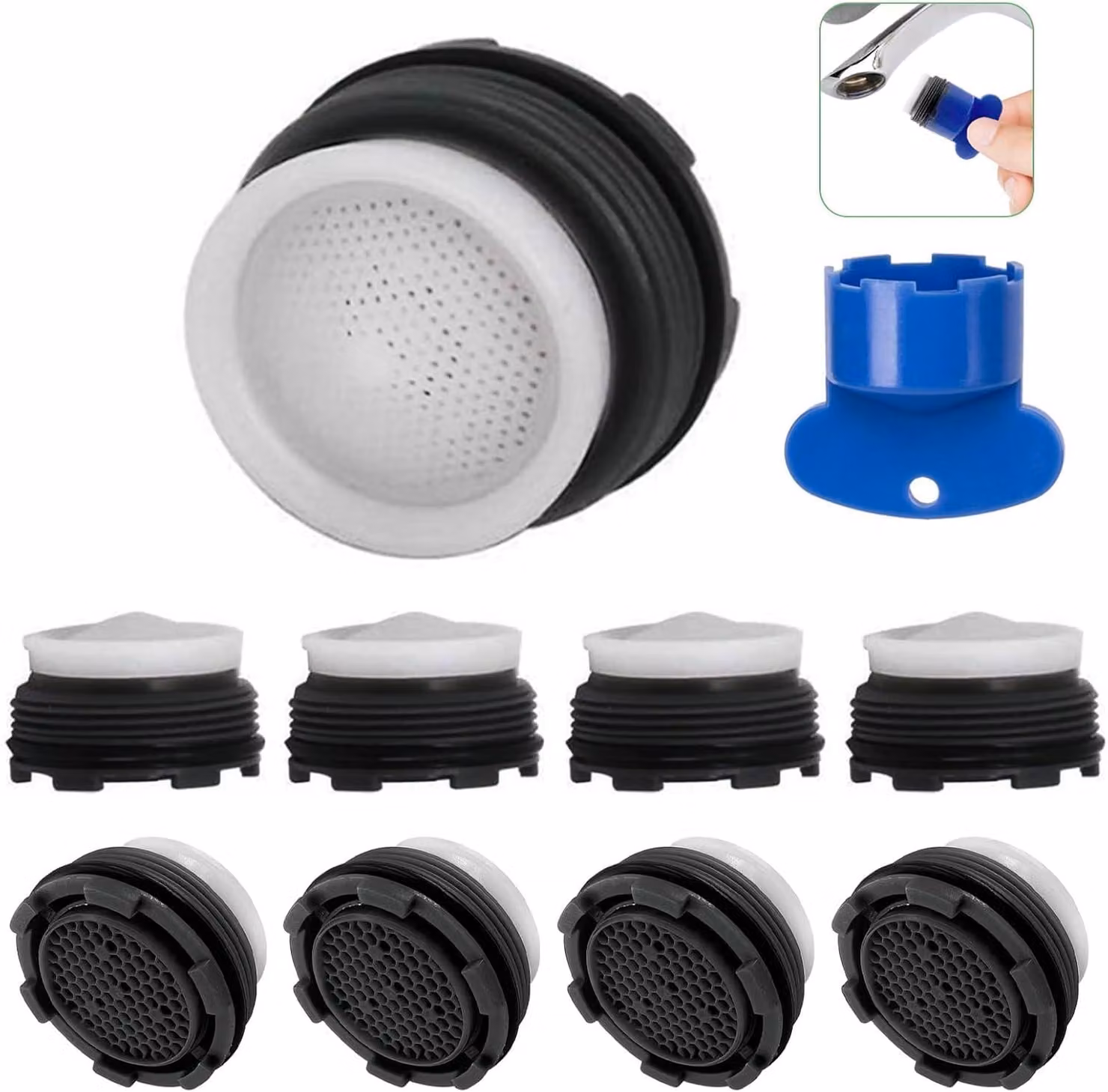 Aeratore per rubinetto - Aeratore per miscelatore - Filtro per rubinetto con attrezzi - Previene gli schizzi - Risparmio idrico - Bagno