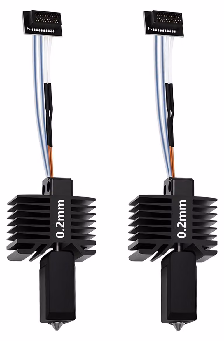 Lotto di 2 hotend per stampante 3D P1S/P1P, ugello da 0,2 mm, realizzato con acciaio temprato migliorato e elemento riscaldante in Vetroceramica