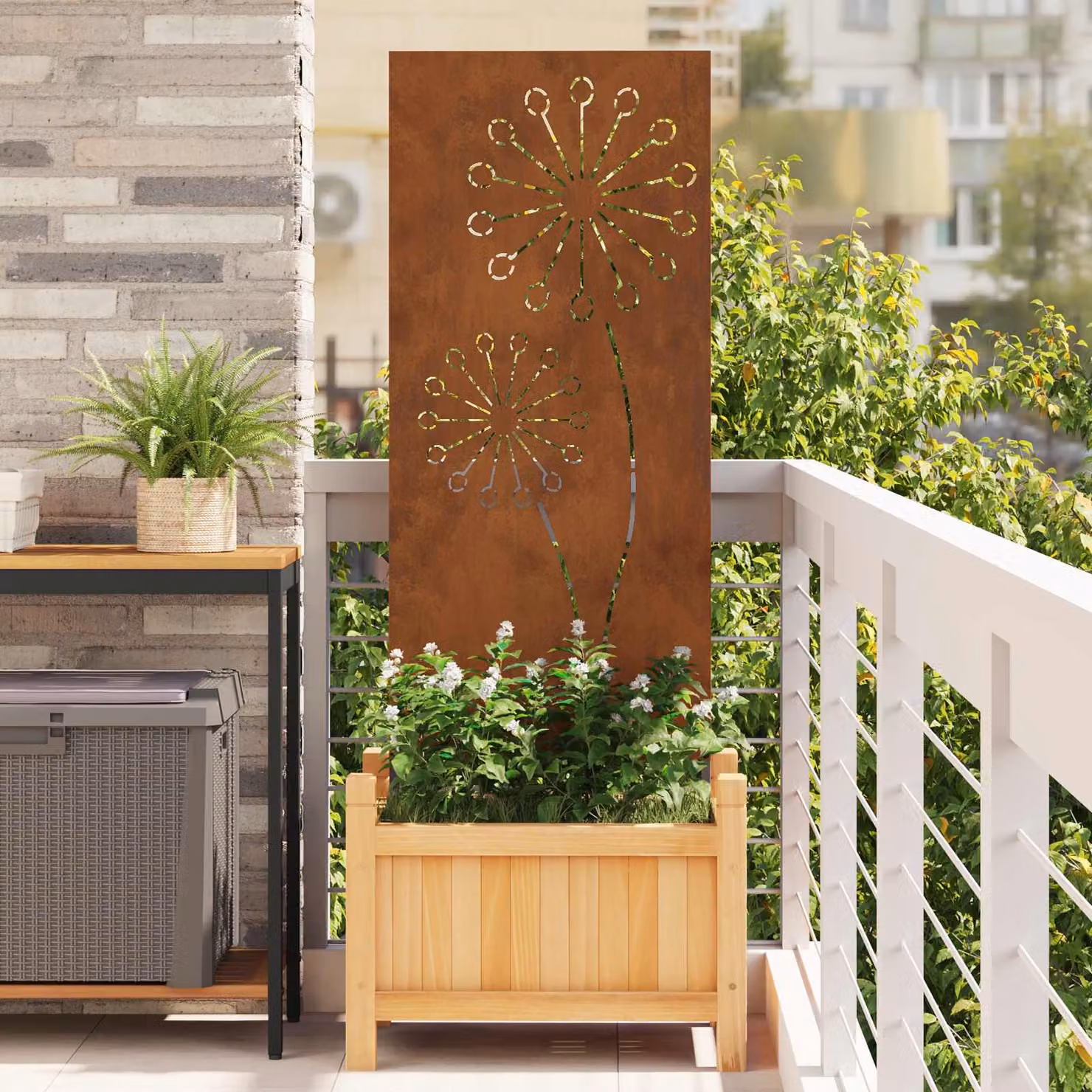 Paravent per privacy in giardino vidaXL in acciaio color marrone, L 50 cm x H 140 cm