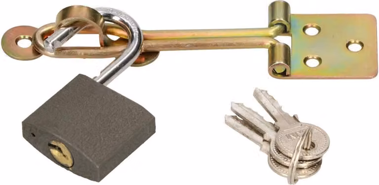 KOTARBAU® Nasello a filo 80 mm Con nodo per lucchetto zincato Fermaporta Lucchetto Serratura di sicurezza per porta Serratura di sicurezza Uni.