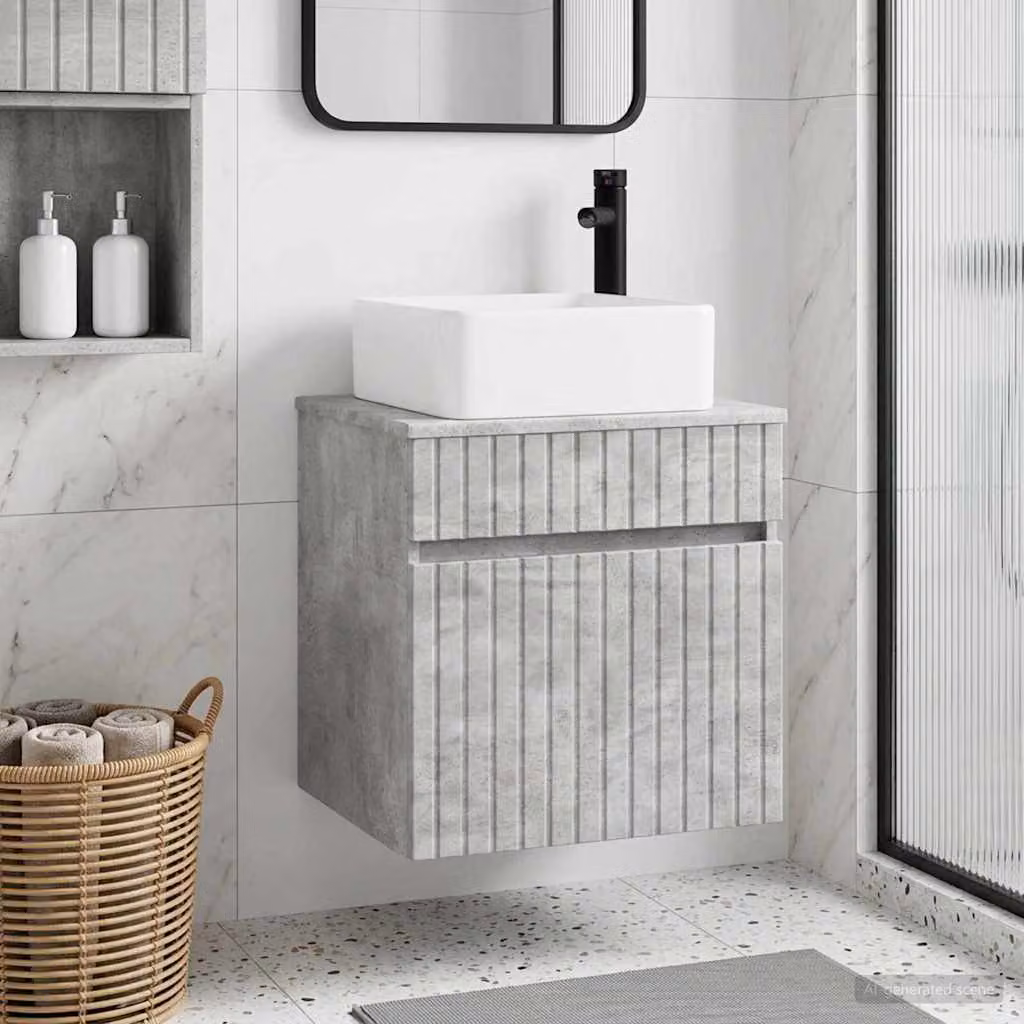 Lavabo da parete moderno vidaXL Grigio Cemento L: 49 cm, P: 41 cm, H: 63 cm