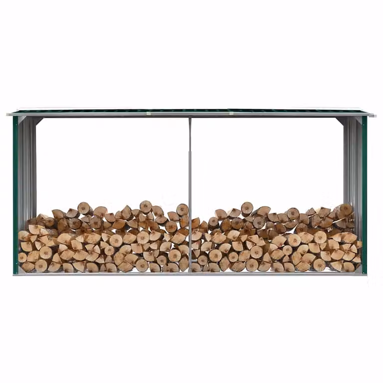vidaXL Capannone da Giardino in Acciaio Zincato Verde e Argento L: 330 cm, P: 92 cm, H: 153 cm