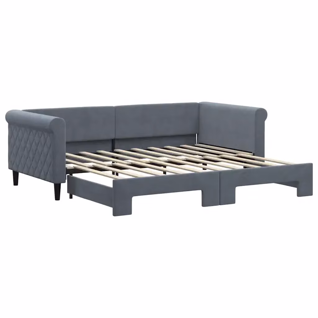 Divano Letto con Letto Estraibile vidaXL in Velluto Grigio per Soggiorno e Camera da Letto L/P/H: 219 x 90 x 68 cm – 2
