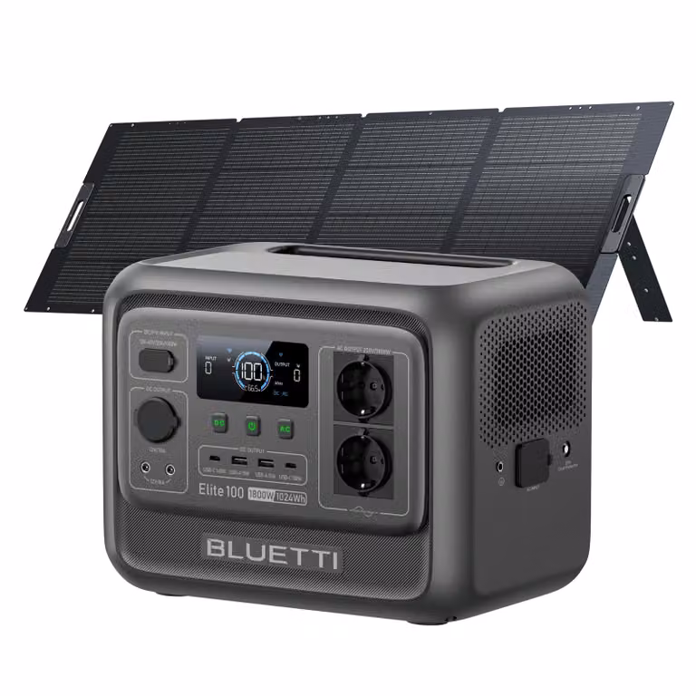 BLUETTI Power Station portatile Elite 100 V2 con pannello solare da 350 W, generatore solare LiFePO4 da 1024 Wh, più compatto del 35%, ideale per emergenze, camper e campeggio