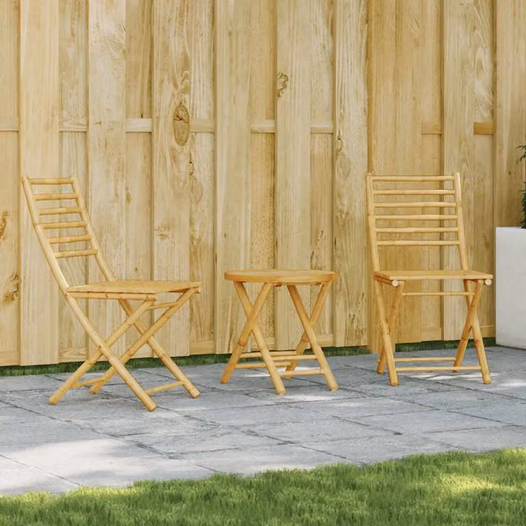 Set da Bistrò vidaXL in 3 pezzi in Bambù Beige per Giardino e Terrazzo