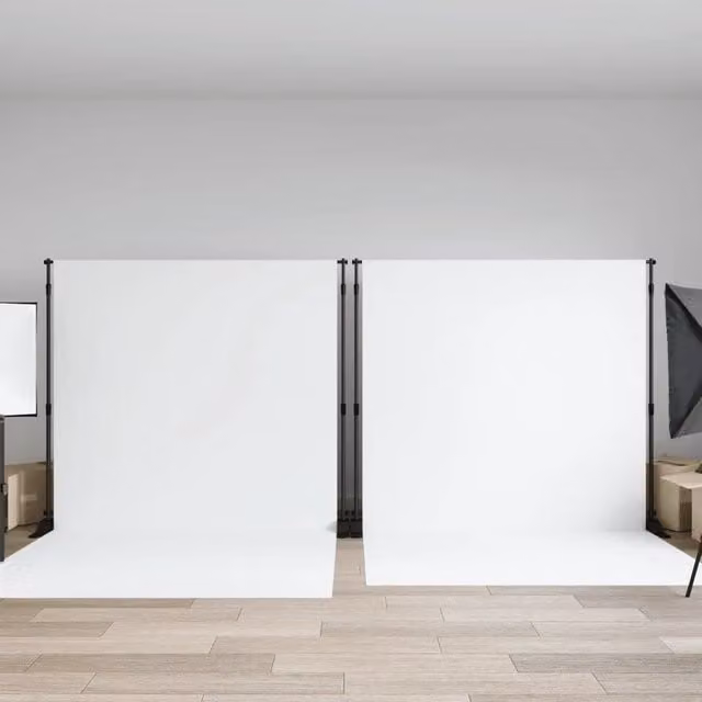 Set di 2 supporti per fondali vidaXL in acciaio inossidabile, colore nero, L 305 cm x H 243 cm