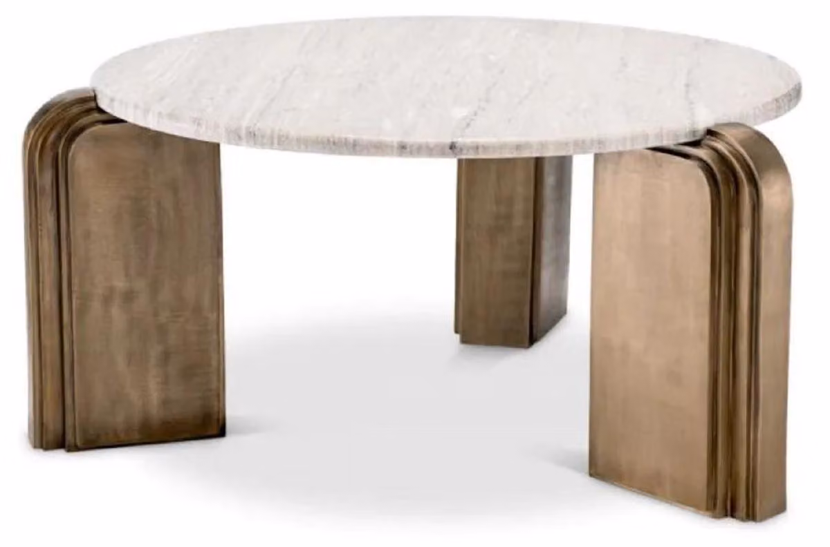 Tavolino Casa Padrino beige / ottone antico Ø 99 x h. 46 cm