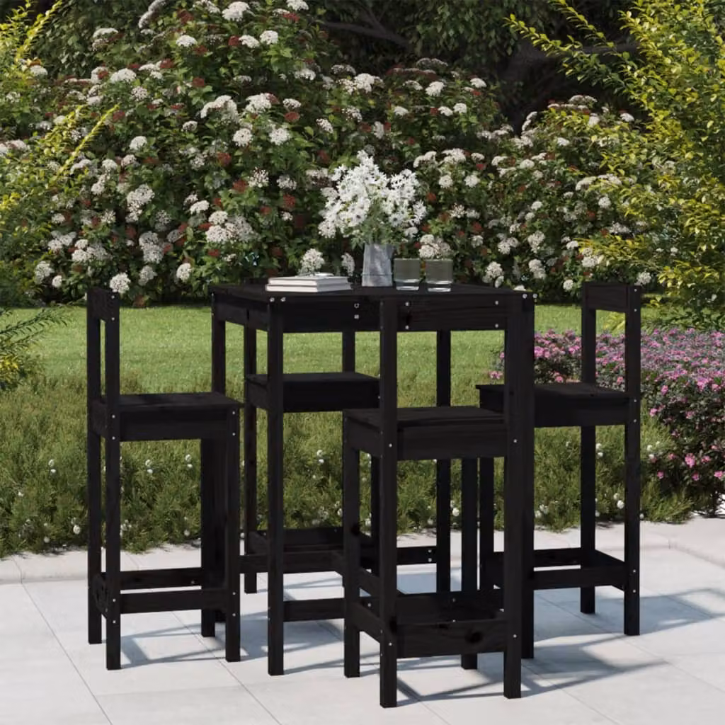 Set Bar da Giardino vidaXL in Legno di Pino Nero 5 pz