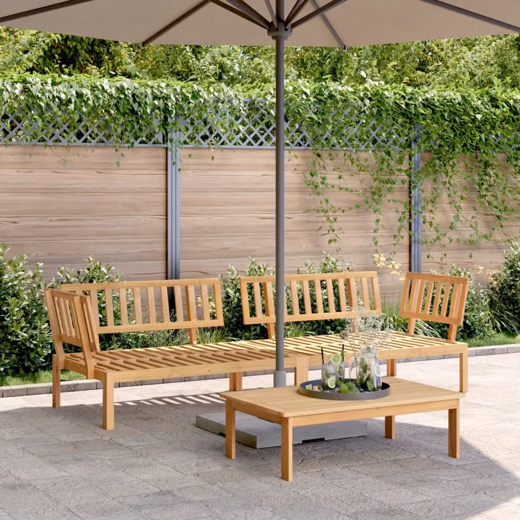 Set di 2 Divani Angolari da Giardino vidaXL in Legno Massello di Acacia Marrone con Cuscini inclusi – 1