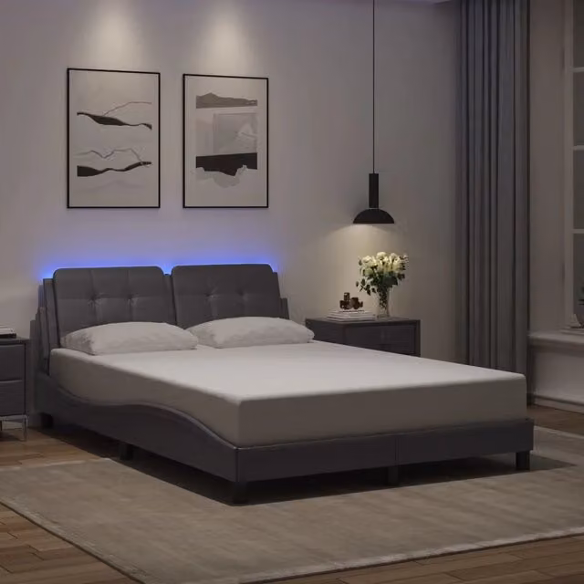 Giroletto con LED senza Materasso-Struttura Letto Zadar Grigio 140x190 cm