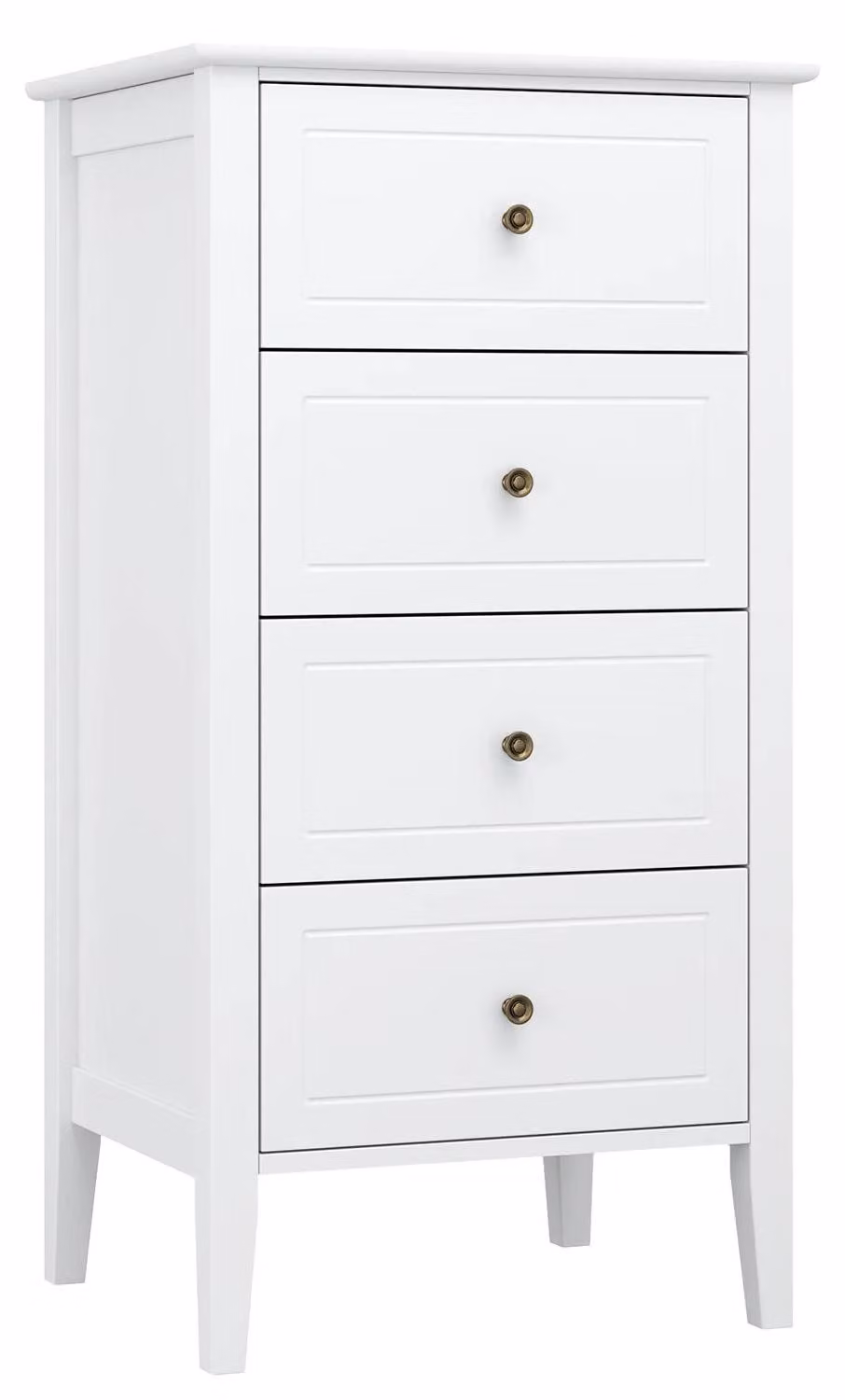 Comodino - Comodino da camera da letto con 4 cassetti - Legno - Design moderno - 50x40x95 cm - Bianco