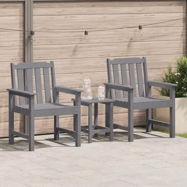 Set di 2 sedie da giardino vidaXL moderne in HDPE grigio chiaro con braccioli