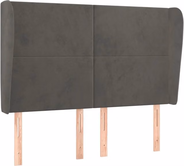 Testiera ad orecchio in velluto grigio scuro L: 147 cm, P: 23 cm, H: 118-128 cm