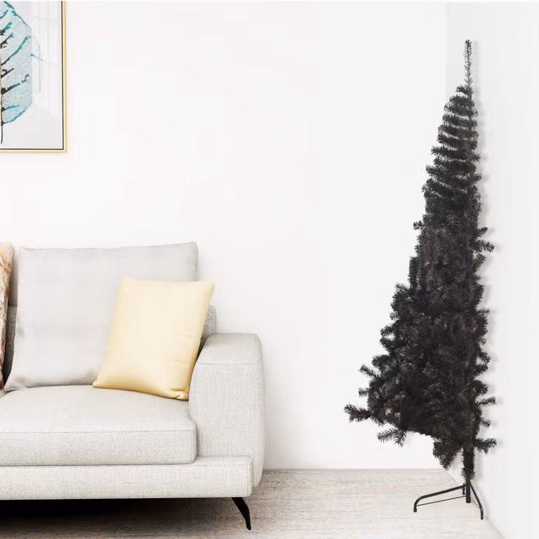 The Living Store Mezzo albero di Natale artificiale con supporto nero 150 cm PVC
