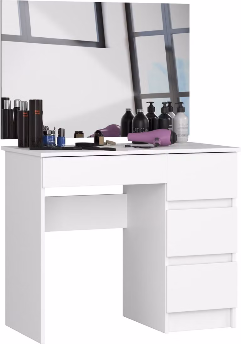 Akord Toeletta Con Specchio A Destra Bianca 90X50X142 Cm