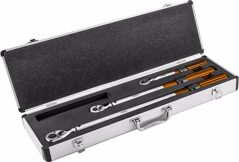 NEO TOOLS set di chiavi dinamometriche reversibili 1/4", 3/8", 1/2" 3 pz. . in acciaio CrV di alta qualità, impugnatura ergonomica, pratica custodia