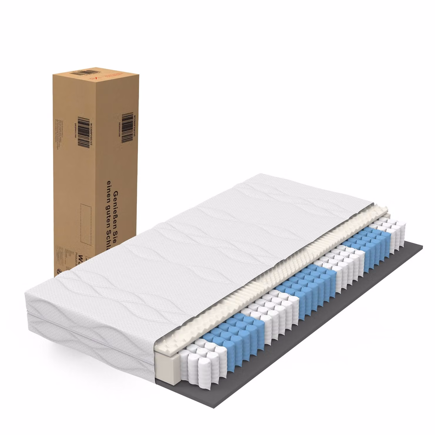 Materassi 160x200 cm, con molle insacchettate, livello di rigidità H3, Öko-Tex, con 7 zone ergonomiche. Altezza del materasso: 20 cm. Materassi prodotti