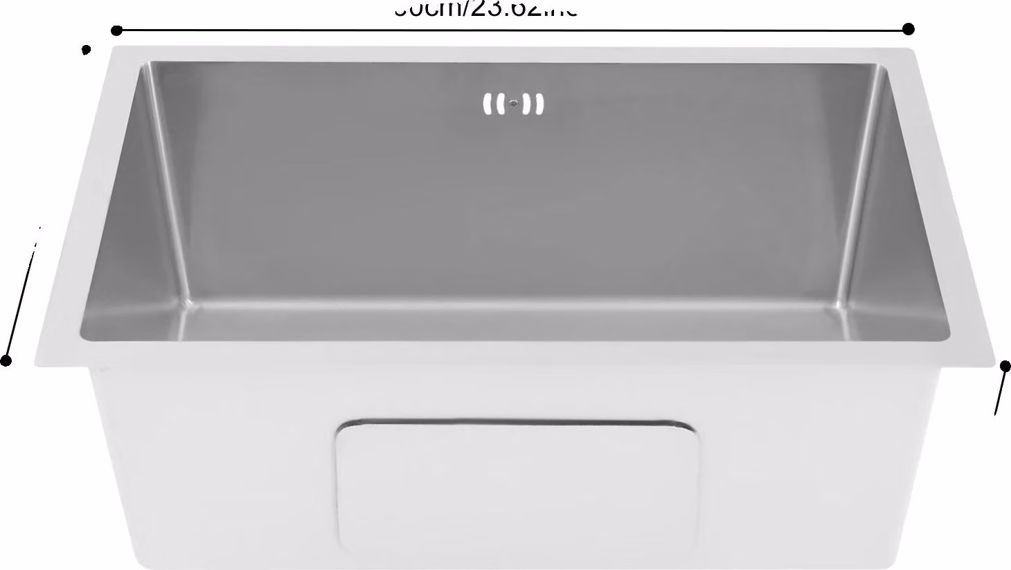 Lavello da cucina, struttura in acciaio inossidabile, design efficiente per il drenaggio, argento