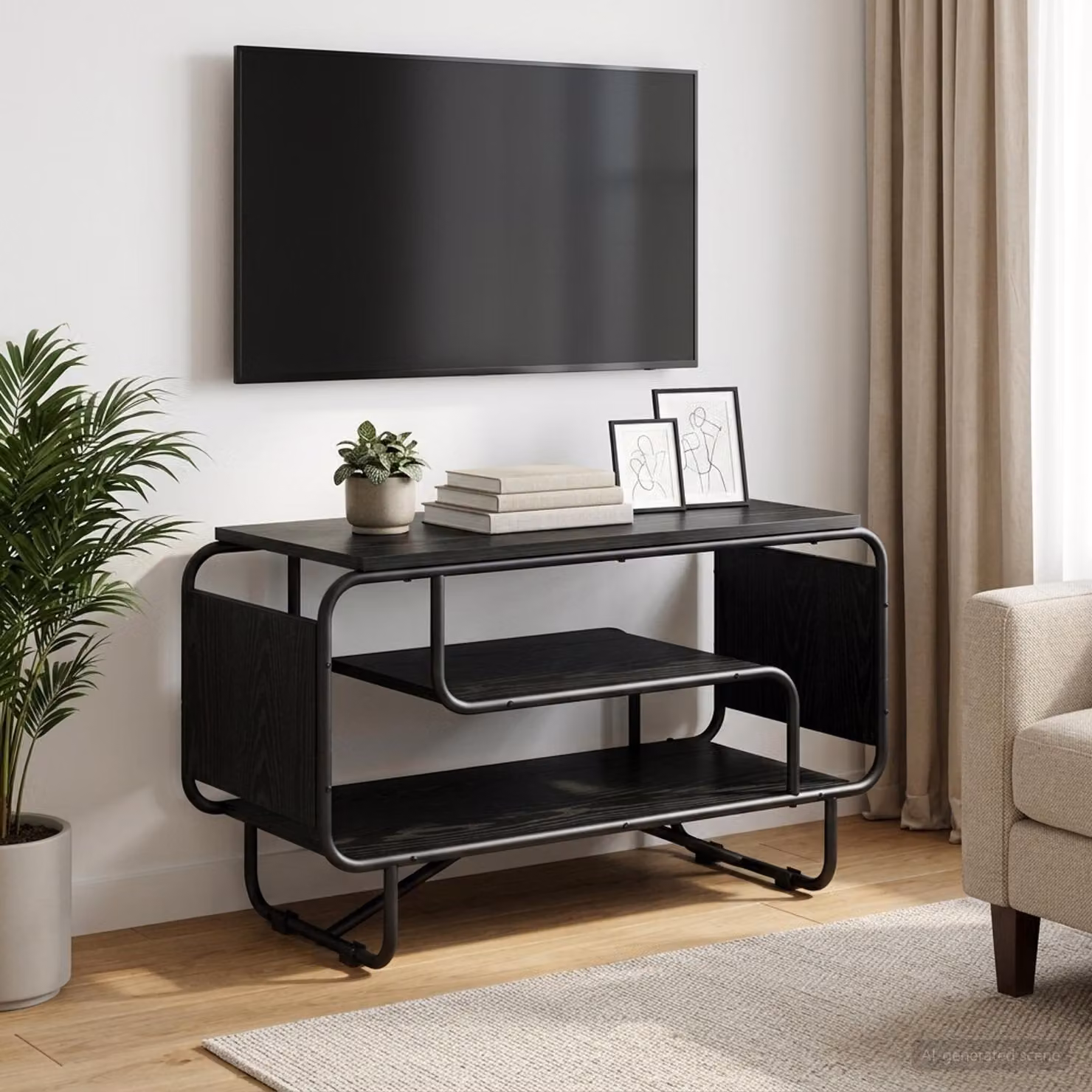 Supporto TV vidaXL in stile industriale, Rovere e Nero, L 80 x P 36 x H 45 cm