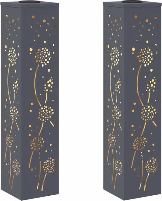 Set di 2 faretti LED solari per sentieri e giardino in metallo colore antracite CFW3925407 – 1
