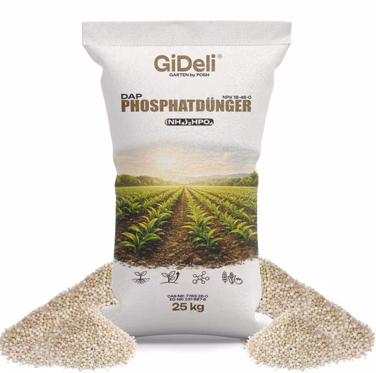 DAP 25 kg Concime fosfatico per mais e cereali, granuli NPK 18-46, solubile per le radici, GiDeli