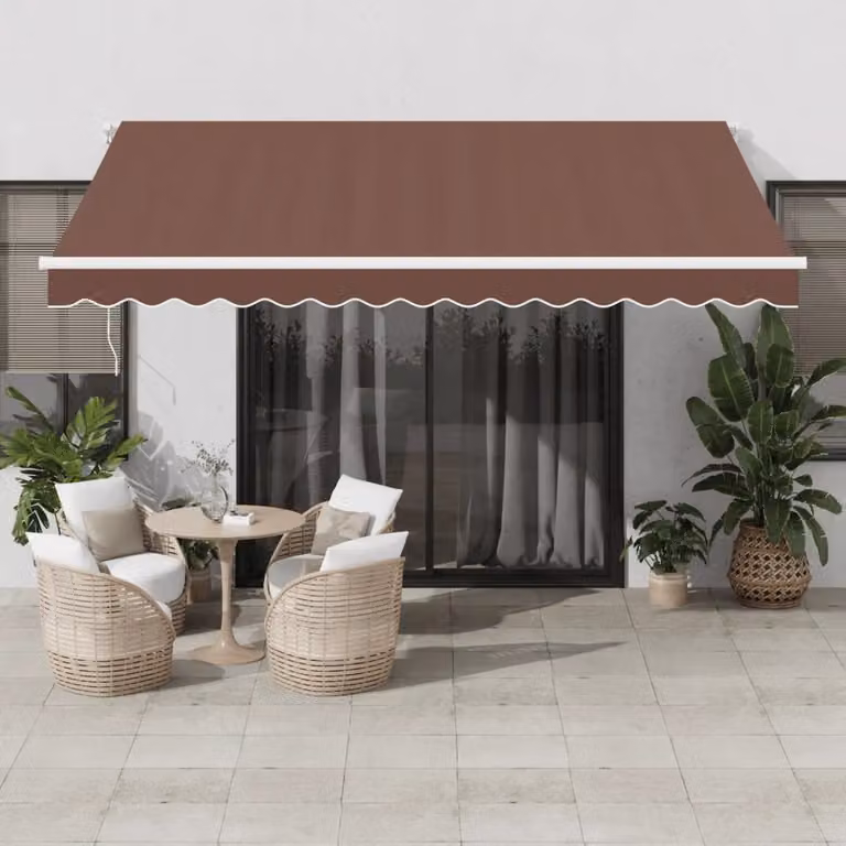Tenda da Sole Retrattile Automatica con LED vidaXL, Colore Marrone, L 400 cm x P 350 cm