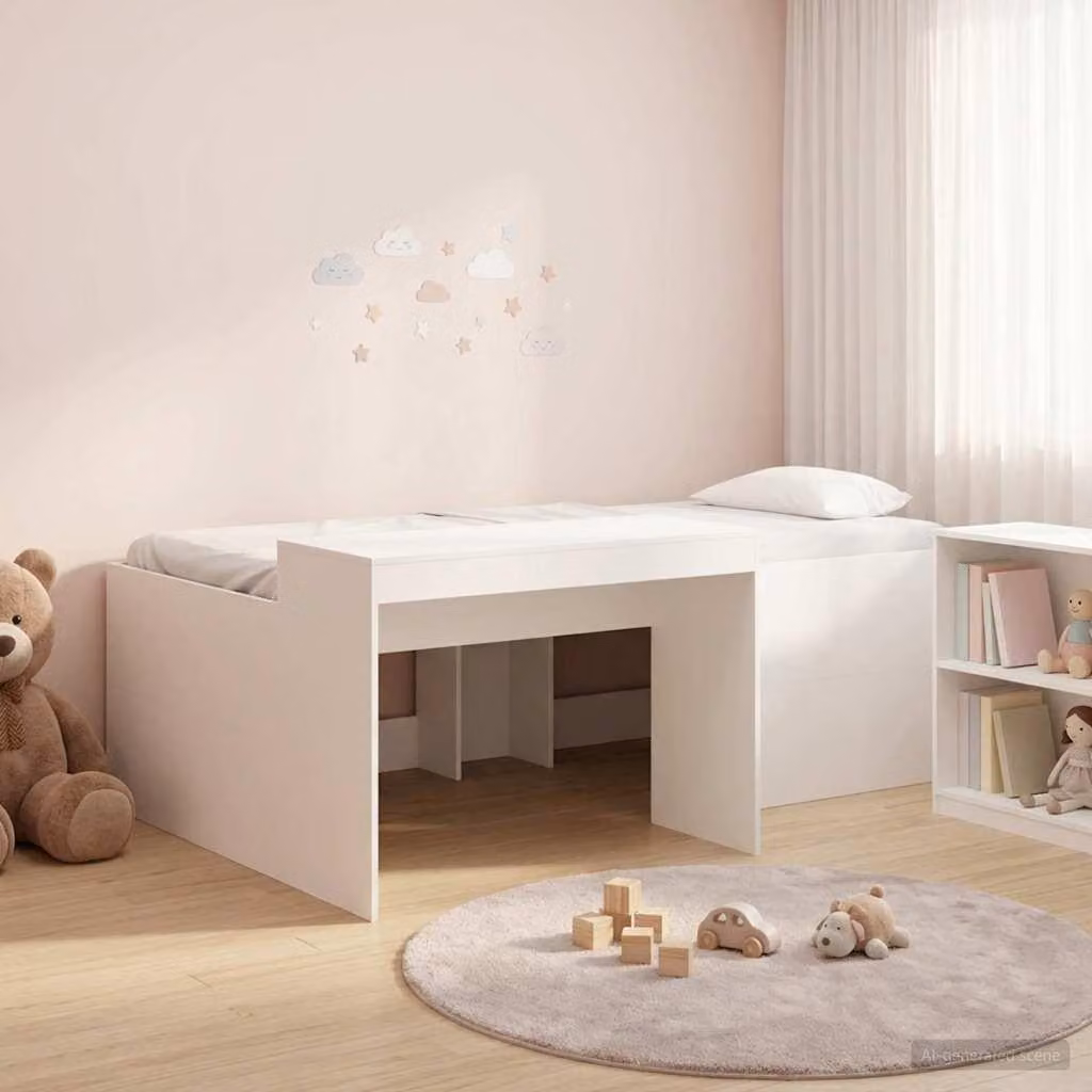 Maison Exclusive - Letto a soppalco con scrivania per bambini, bianco, 80 x 200 cm