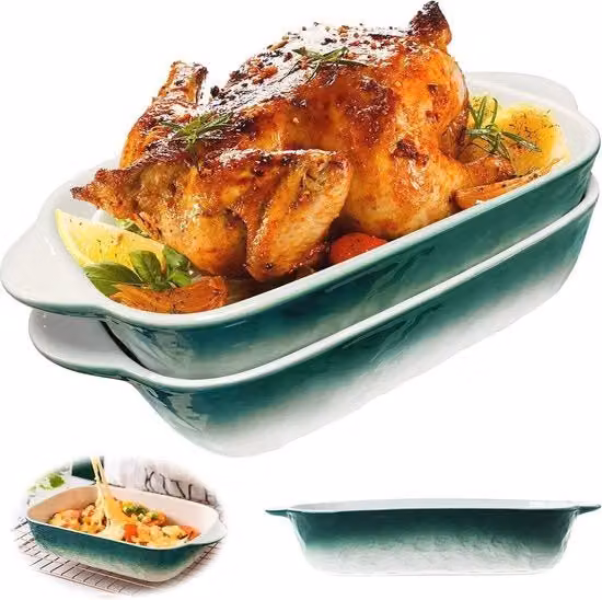 Set di 2 Piatti Cottura in Ceramica per Lasagna - Fornello Resistente al Calore con Cambio di Colore
