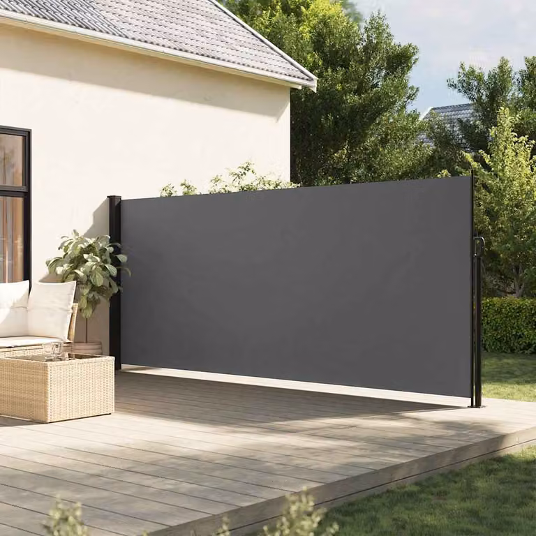 Tenda da Sole Laterale Retrattile vidaXL in Poliestere e Alluminio, Colore Antracite, L: 500 cm, H: 180 cm