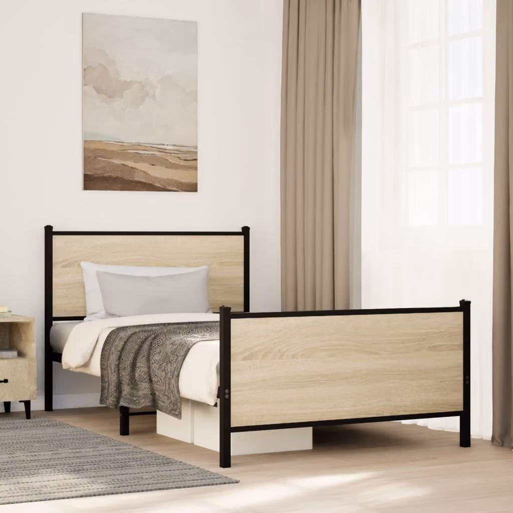 vidaXL Giroletto in Metallo Rovere Sonoma L/P/H: 100 x 200 cm
