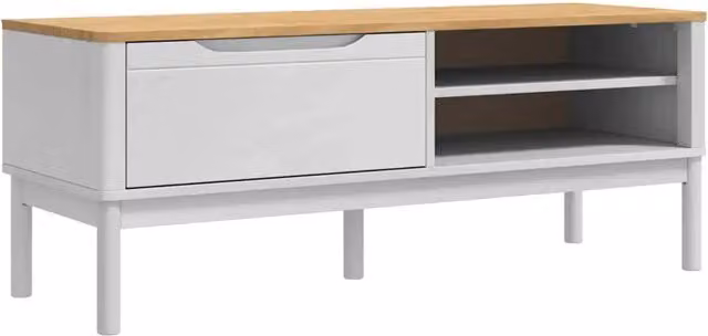 Panchina per corridoio e porta scarpe FLORO Bianco in legno di pino L/P/H: 115 x 40 x 45 cm