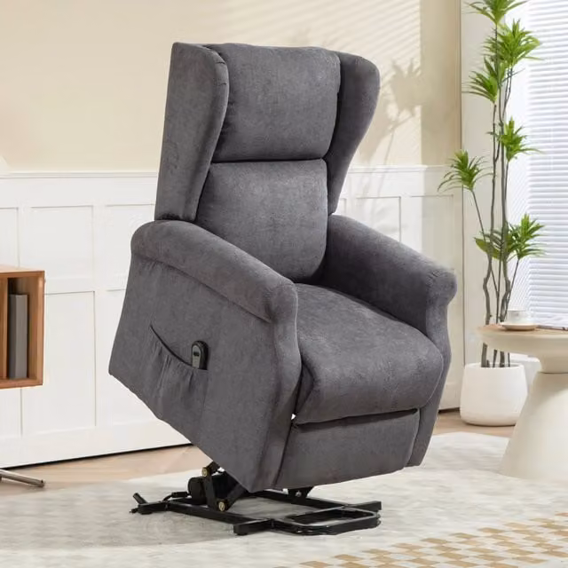 Poltrona Relax Elettrica con Alzapersona REDOM Grigio scuro L: 74 cm, P: 94 cm, H: 111 cm – 1