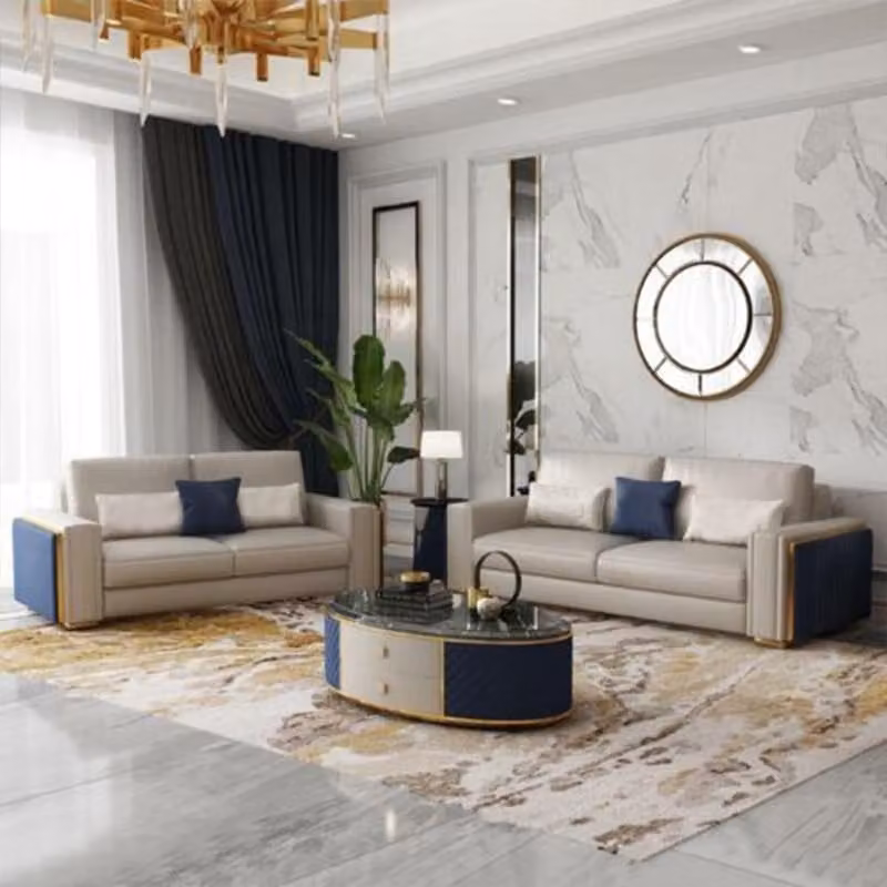 Moderne Sofas Ledersofa Couch Wohnlandschaft Sofa Sitz Sofagarnitur 3+2 Design