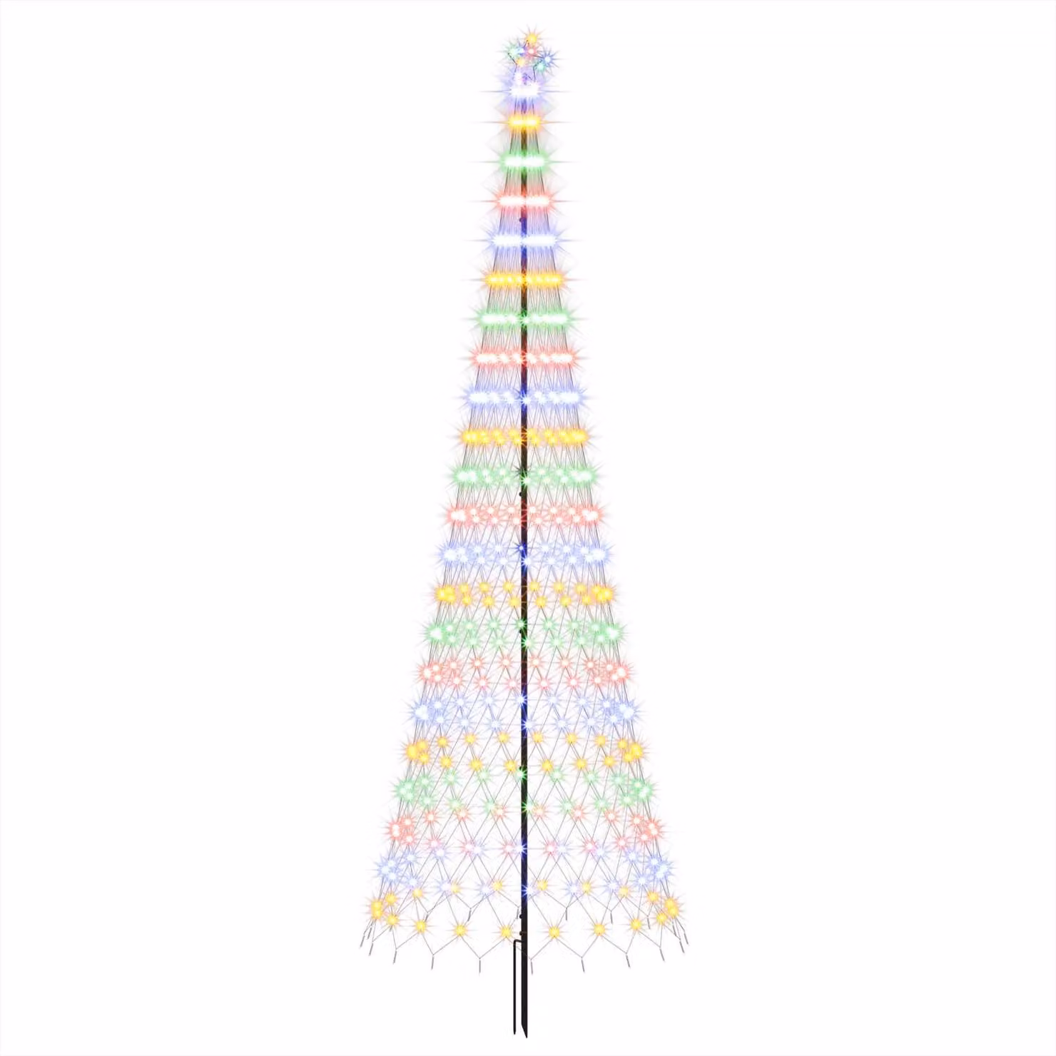 Albero di Natale a LED, altezza 400 cm, 450 LED, multicolore, struttura in ferro nero