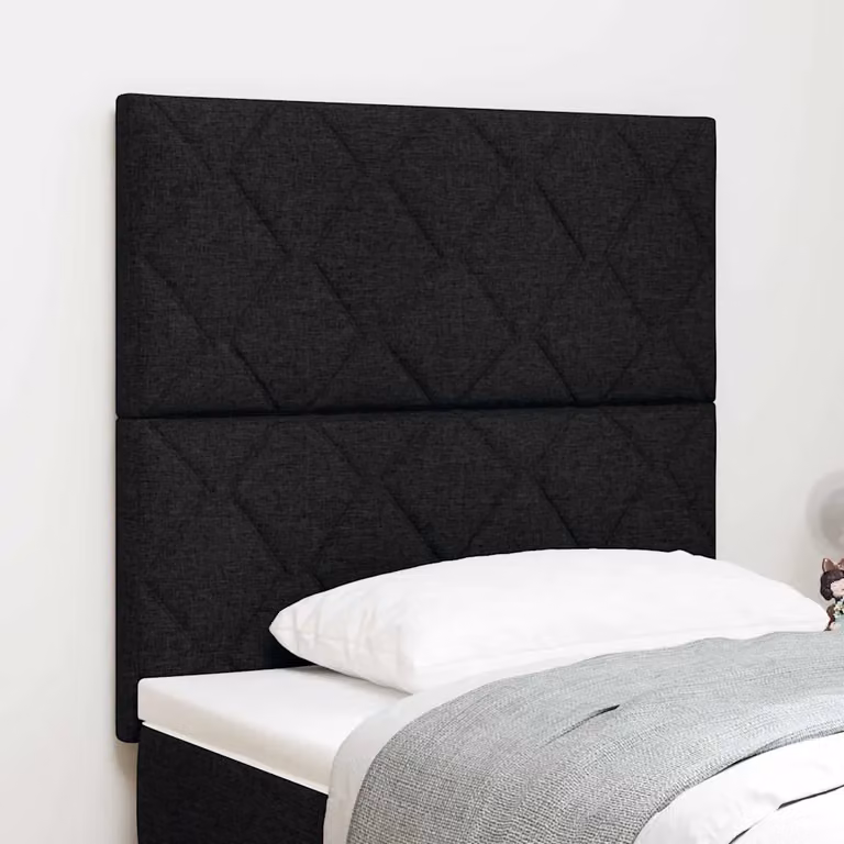 Testiera per letto moderna vidaXL in tessuto nero con illuminazione LED integrata e porta di ricarica USB