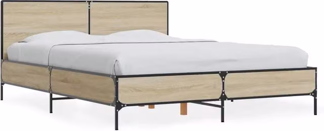 Letto matrimoniale per adulti Design In in legno e metallo Rovere Sonoma L: 120 cm, P: 200 cm, H: 80 cm – 1