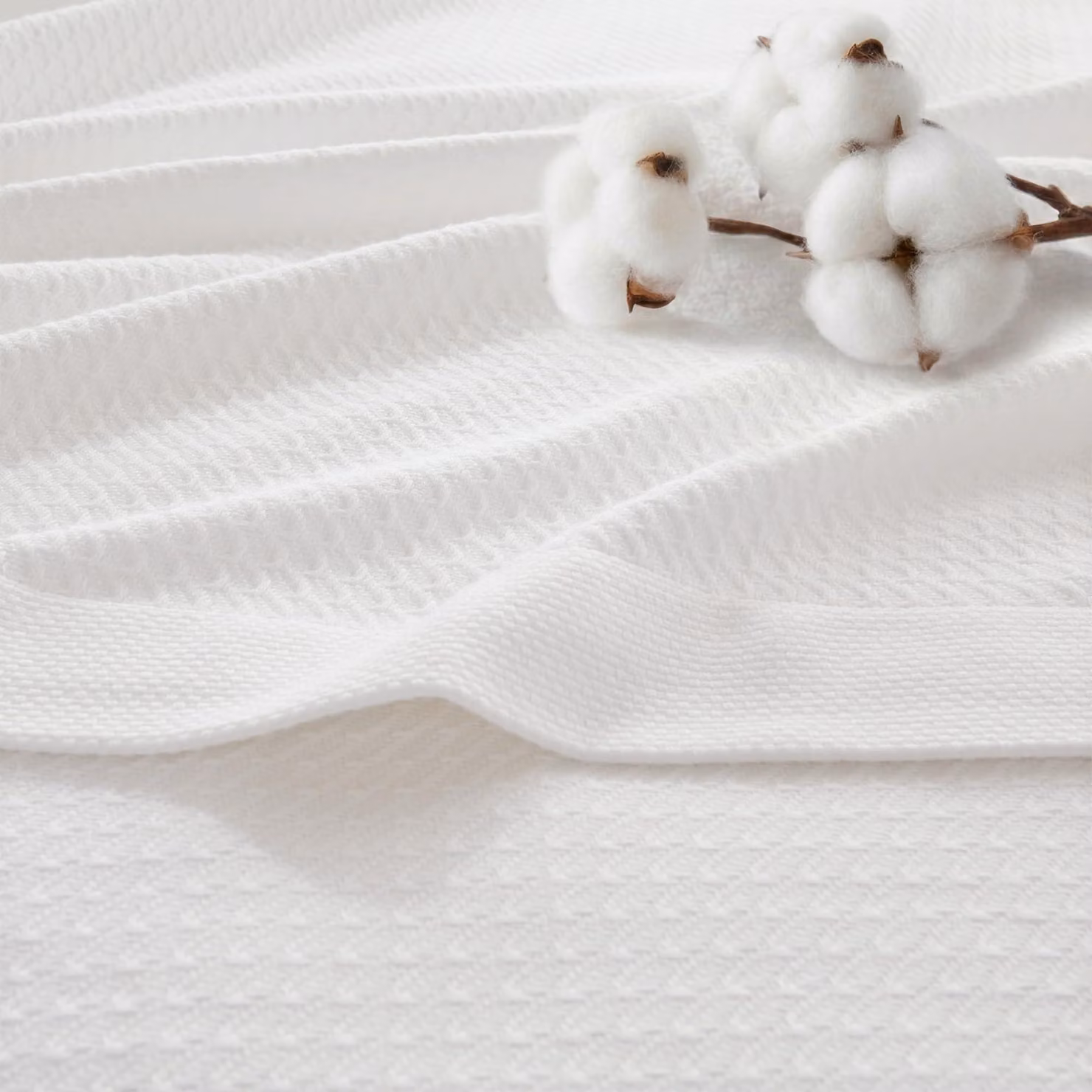 Coperta estiva in cotone egiziano, 229x229 cm, bianca