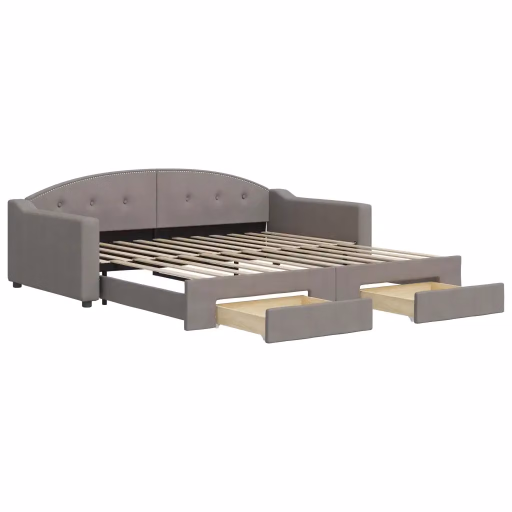 Divano Letto Estraibile con Cassetti vidaXL in Tessuto Beige o Grigio per Soggiorno e Camera da Letto L/P/H: 223 x 110 x 75 cm, Piano Letto: 100 x 200 cm – 2