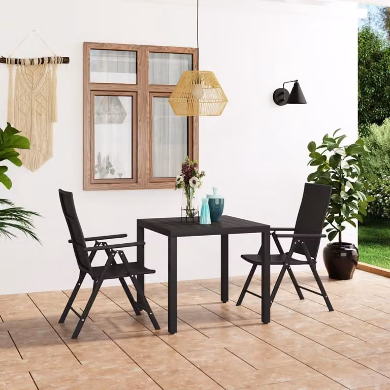 Maison Exclusive - Set da pranzo da giardino 3 pezzi nero