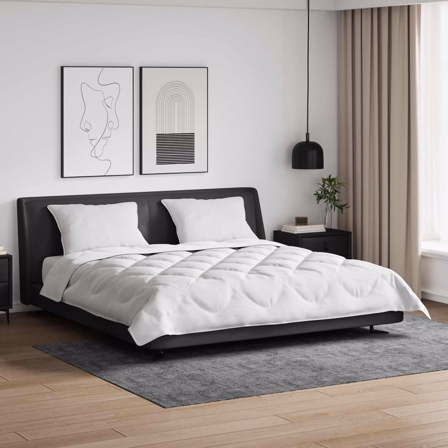 Set da letto vidaXL composto da piumone e 2 cuscini in microfibra, Bianco